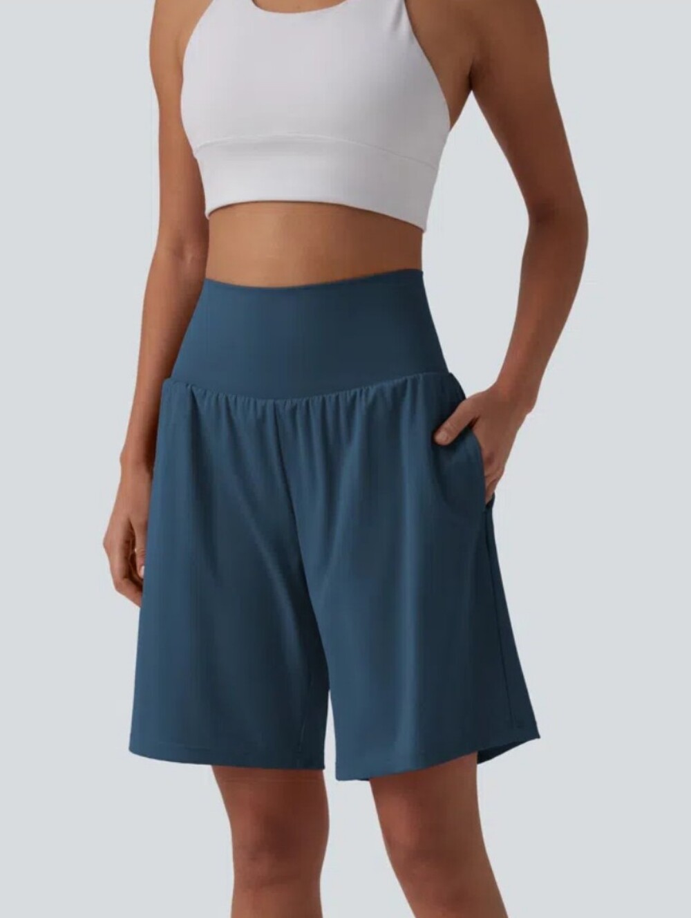 Halara 9in Inseam Athletic Shorts in Majolica Blue Size Large